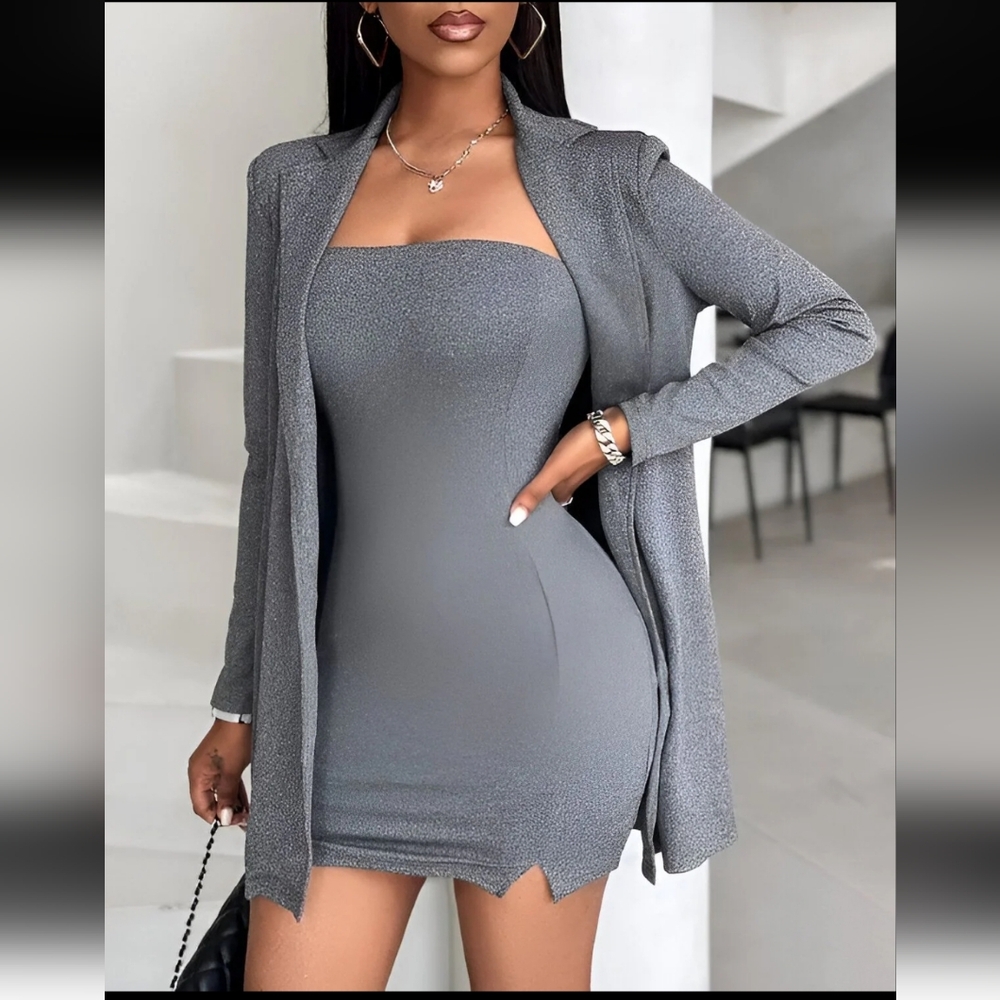 Chic Me-Elegant Gray Women's Dress